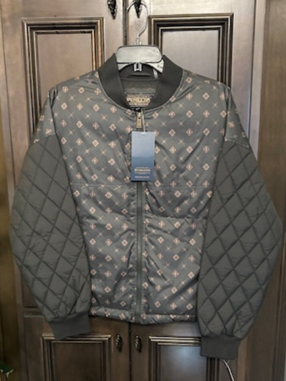 Pendleton Sweet Grass Quilted Down Baseball Collar Zip Front Bomber Jacket
